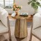 Round Wooden Side Table with Octagonal Pedestal Base for Sofa or Bedside